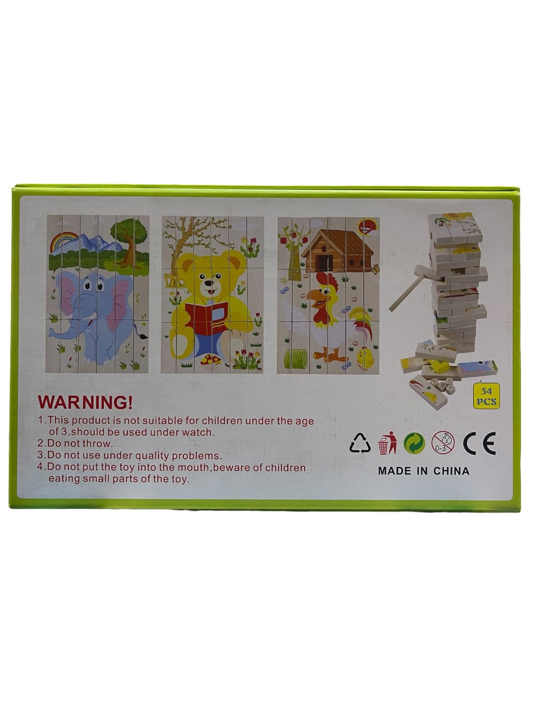 Juego De Mesa  Jenga Infantil y Puzzle Multifuncional