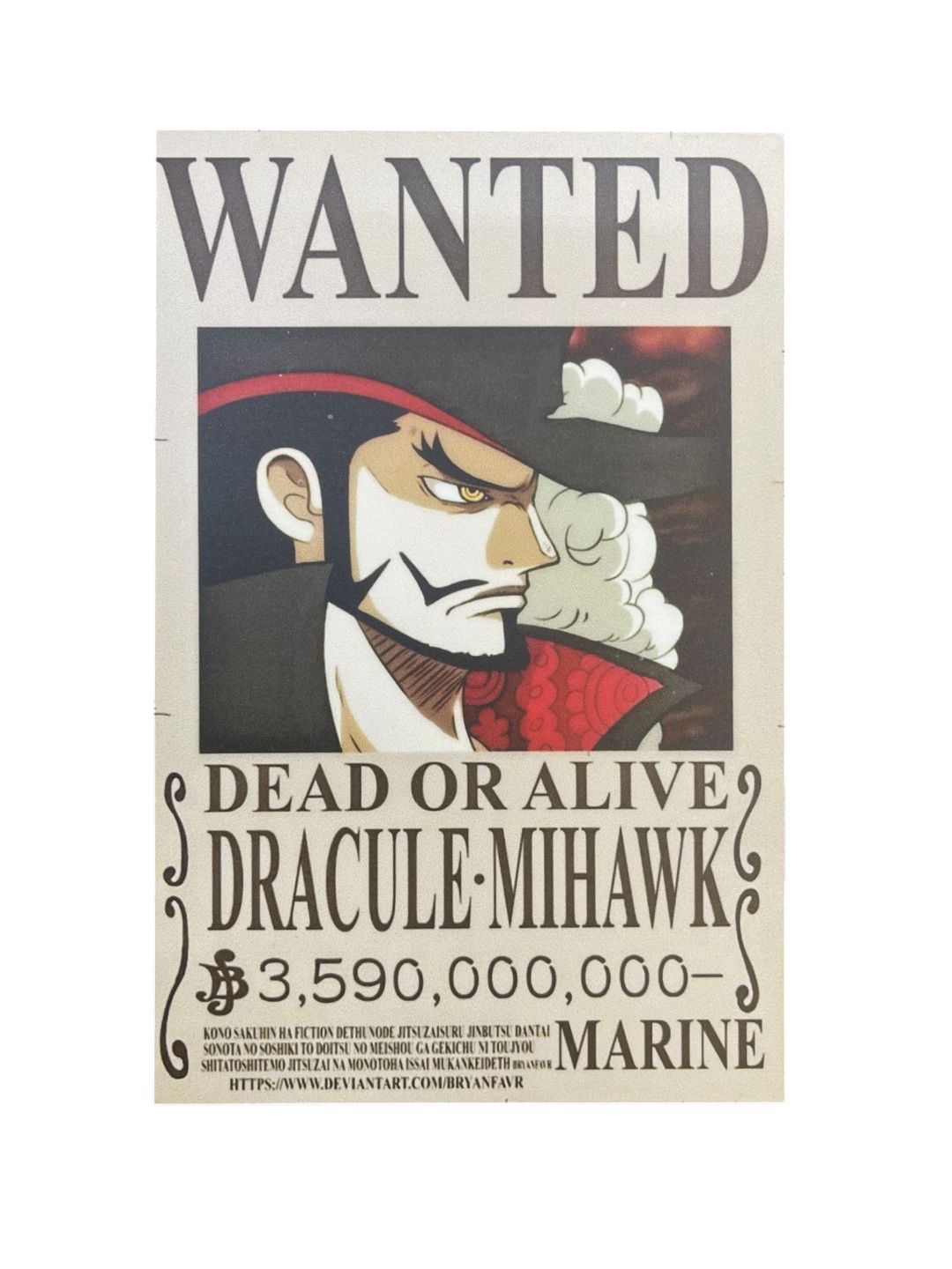 Recuadro Cartel  Dracule Mihawk One Piece