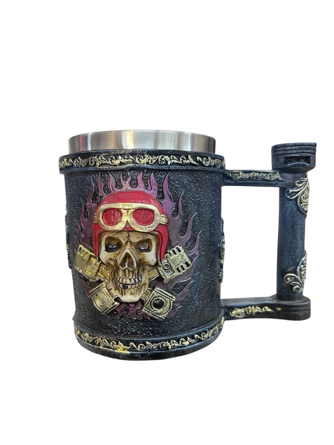 Mug Gotico Calavera Con Casco Motero
