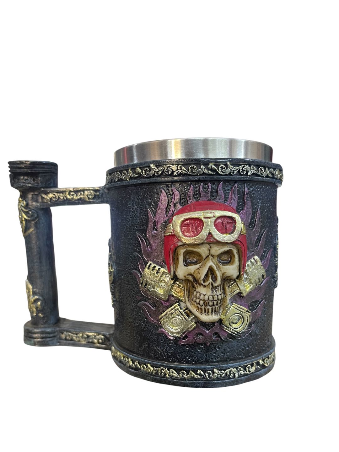 Mug Gotico Calavera Con Casco Motero